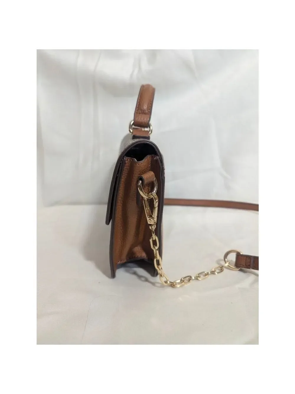 Anne Klein Logo Crossbody Convertible Shoulder Bag Brown Tan - Picture 3 of 13